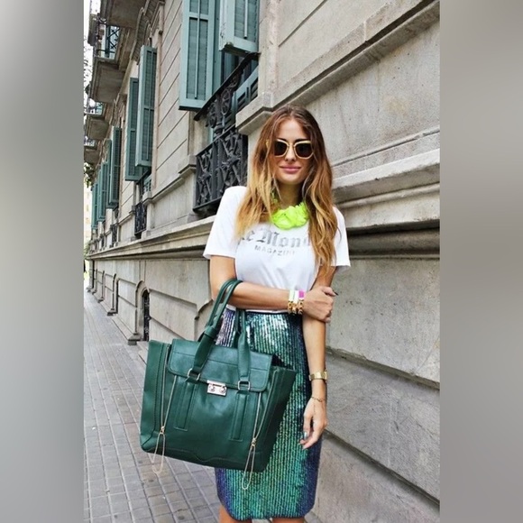 H&M Mermaid Skirt Women 4 Green Whimsigoth Glam Goth Sequin Pencil Rare Scales - Picture 2 of 9